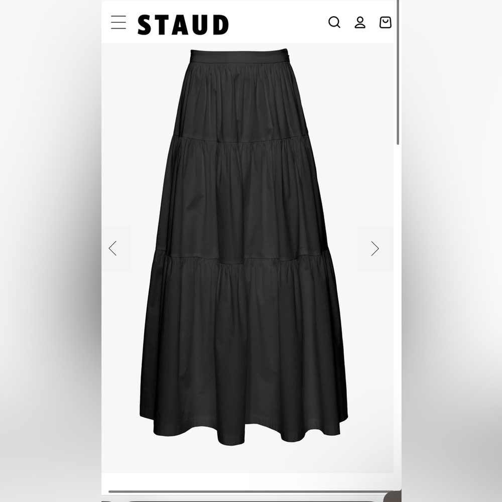 New! STAUD Sea Tiered Cotton Maxi Skirt in Black 🖤 sz 4 NWOT! - Picture 7 of 8